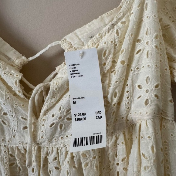 Urban Outfitters NWT Mini Dress Eyelet Coquette Cream Ruffle - Picture 3 of 7